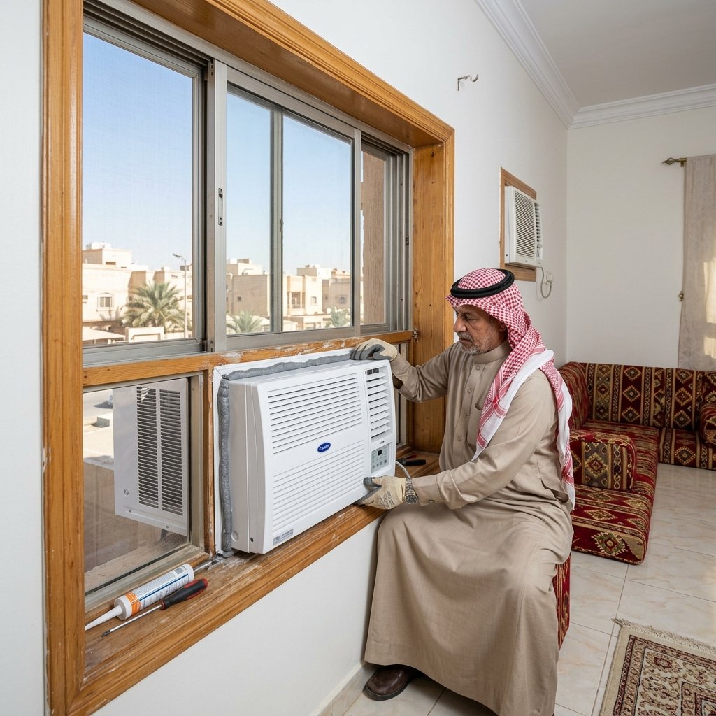 تركيب مكيف شباك بطريقة آمنة